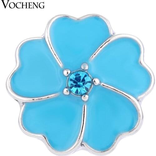 Vocheng Snap Charms Blue Pink Hand Painted 18mm Heart Charms Jewelry Vn-1327