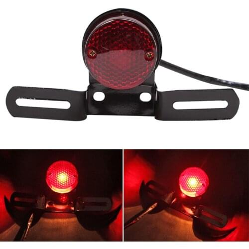 Motorcycle Tail Light 12V Cafe Racer Brake Rear License Plate Bracket Stop Tail Lamp Universal For Choppers Custom Bobber