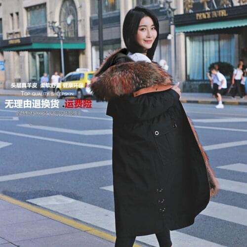 Rabbit Real Parka Rex Raccoon Fur Collar Warm Winter Coat Women Clothes 2020 YX2926 YY225