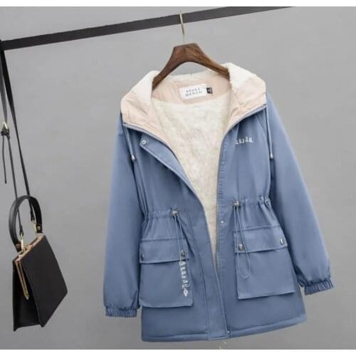 Womens Winter Jacket 2021 Plus Velvet Thick Warm Outwear All-Match Casual Short Loose Windbreaker Female Hooded Coat Gabardinas