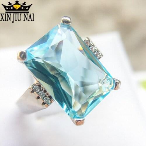 Ladies Luxury Rings Crystal Blue Large Zircon Rings Married Womens Rings Rings Engagement Love Jewelry Luxury Gifts