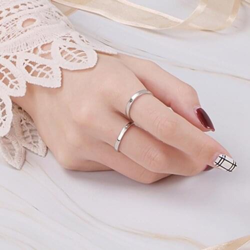 1 Pair Anti-scratch Eye-catching Sun Moon Rings Adjustable Opening Copper Couples Promise Wedding Rings for Daily