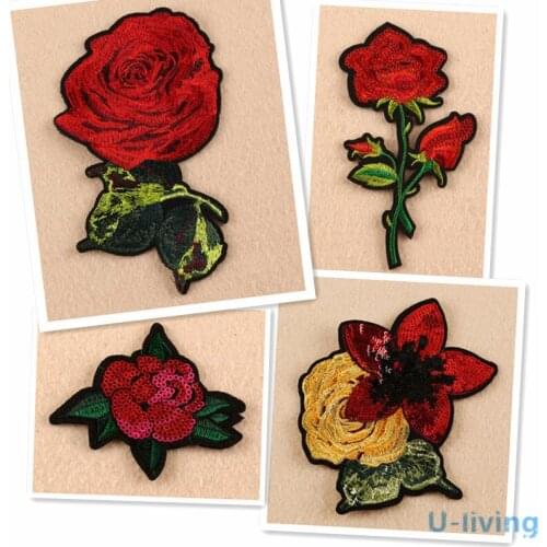 1pcs Flowers Patch for Clothing Iron on Embroidered Sew Applique Cute Patch Fabric Badge Garment DIY Apparel Accessories