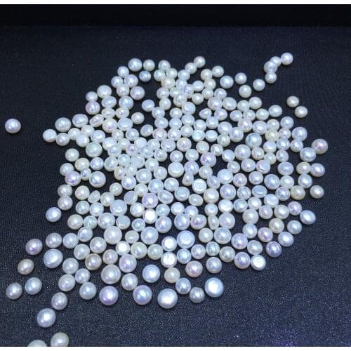 10pcs Button Natural freshwater Pearl beads High Quality Half Hole made for DIY womens necklace Earing jewelry 5MM 6MM