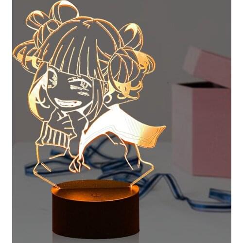3D Acrylic Japan Anime My Hero Academia Himiko Toga Led Light Zero Two deku Dabi Figure Kids Boy Bedroom Decor Manga Mood light