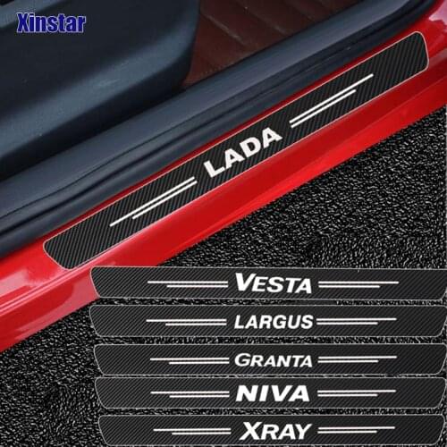 4pcs Carbon Fiber Door Protection Sticker For Lada Vesta Xray Largus Granta NIVA