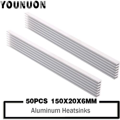 50PCS 150x20x6mm Aluminum Heat Sink Chip Cooling LED Power IC PC Heatsink Cooler