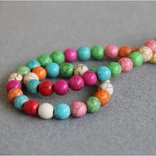 8mm wholesale New Multicolor Turkey stone beads stripe DIY loose beads 15" Jewelry making design