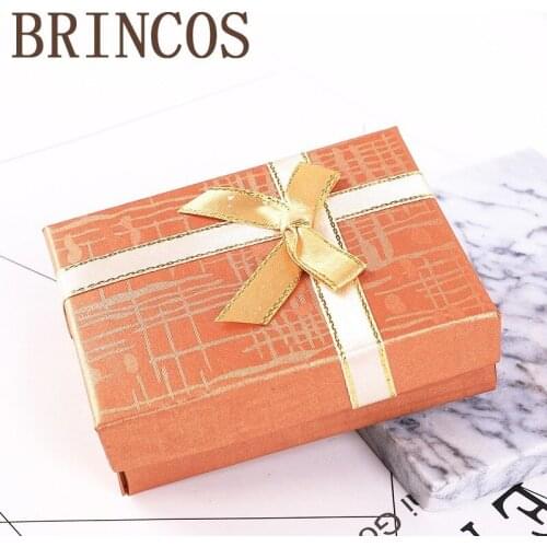 Bow decoration ring paper square jewelry storage earrings necklace engagement bracelet display accessories multi-color gift box