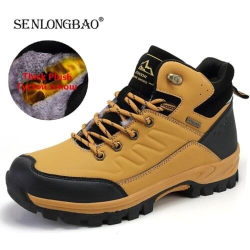 Brand Winter Snow Boots Warm Plush Mens Boots Outdoor Non-slip Hiking Boots Waterproof Mens Ankle Boots Walking Boots Size 47