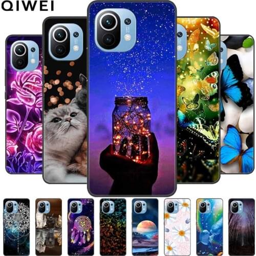 For Xiaomi Mi 11 Lite 5G Case COOL Painted Black Silicone Soft TPU Case For Xiaomi mi11 Lite 5G Phone Cover Cases Mi 11Lite Capa