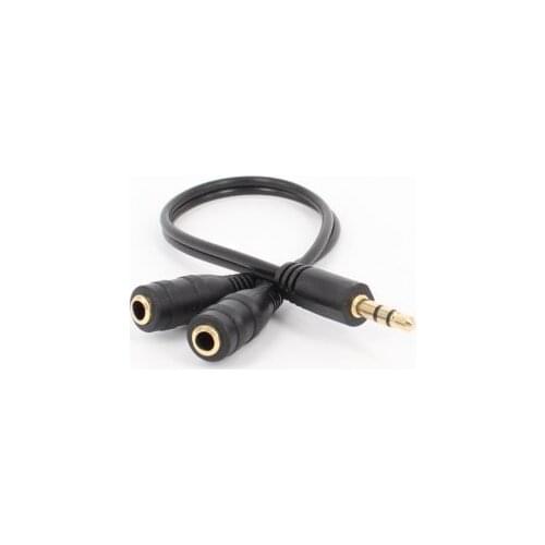 Black 3.5mm 1 in 2 Couples Audio Line Earbud Headset Headphone Earphone Splitter For Pad Phone Android Mobile MP3 MP4