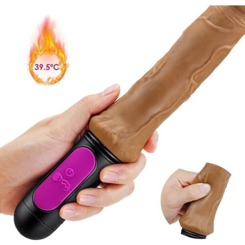 10 speed Heating Realistic Dildo Vibrator Female Flexible Soft Silicone Vagina Massager Sex Toy For Woman Adult