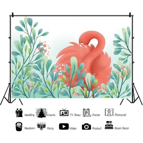 Flamingo Leaf Flower Painted Tropical Portrait Photography Backdrop Summer Party Decor Photo Background Studio Photocall Props