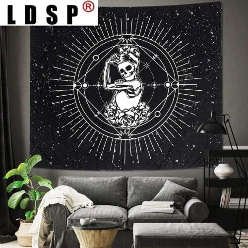 LDSP Tapestry Wall Hanging Rose Skull Fabric Mural Background Cloth Wall Rugs Towel Beach Fabric Blanket Dorm Living Home Decor