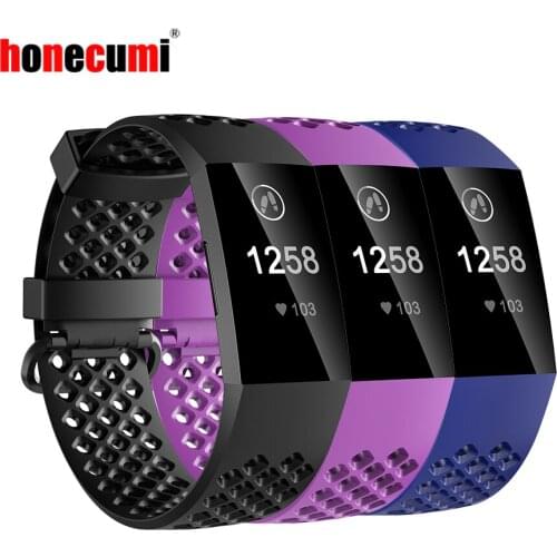 Honecumi 3 Pack Charge 3 Bands Soft TPU Wristband Wrist Strap Smart Watch Band Strap Replacement Bracelet For Fitbit Charge 3