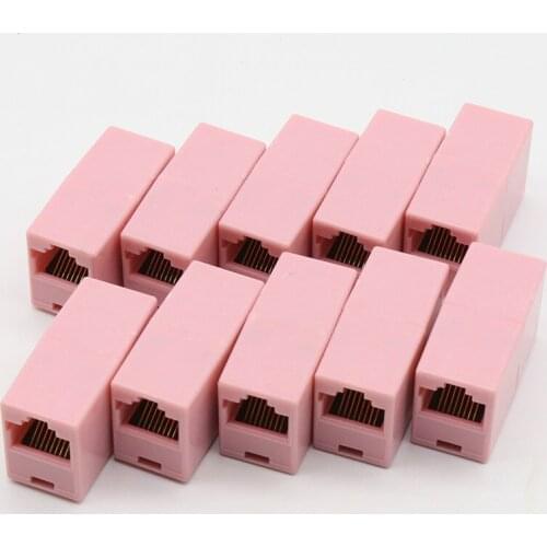 IMC Hot 10 Pcs RJ45 8P8C Red Double Ports Female Plug Telephone Connector
