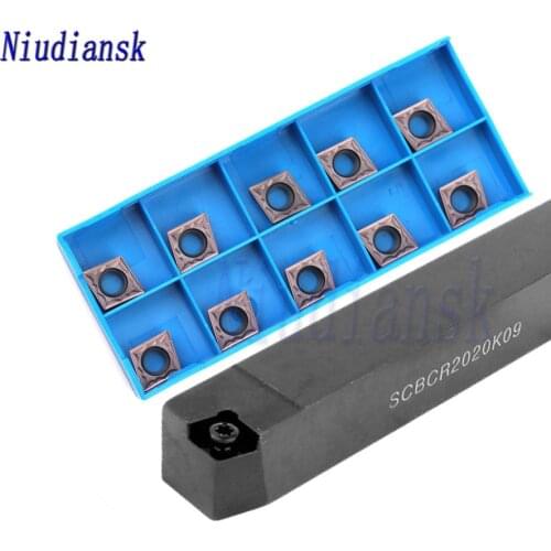 10pcs CCMT09T3 Carbide Inserts CNC Lathe Tools +1pc SCBCR1212 SCBCR1616H09 External Turning Tool Arbor SCBCR2020K09 SCBCR2525M09