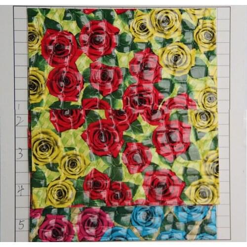 Leather material factory wholesale rose flowers printed stone grain synthetic PVC leather fabric/ high quality handbag