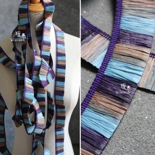 Fringed Lace National Style Blue Tassels Pleats DIY Patchwork Rope Hats Stage Decor Skirt Dress Designer Accessory Materials