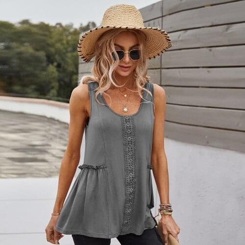 Hot sale vest tops 2021 summer solid color T-shirt French stand-up collar fashion clothes