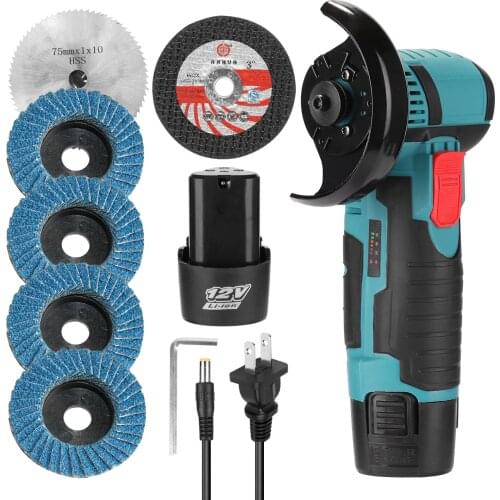 Cordless Angle Grinder 12V Lithium-Ion Grinding Machine Cutting Electric Angle Grinder Grinding Brushless Power Tool 19500rpm