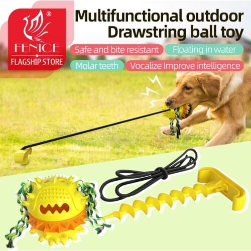 Multifunction Pet Dog Tug-Of-War Dog Walking Outdoor Drawstring Ball Interactive Sounding Elastic Pull Rope Ball Dog Toy Pet