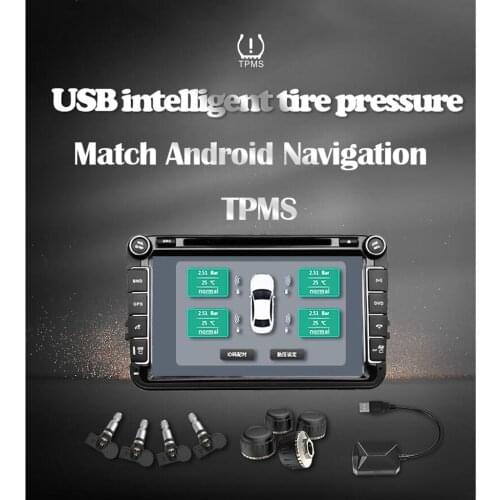 Air Tire Pressure Monitor Alarm 4 Internal Sensors For Android Car Player