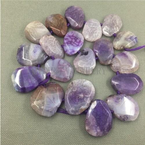 MY1237 Water Drop Faceted Slice Purple Dragon veins Agates large Pendant Beads For Jewelry Top Drilled