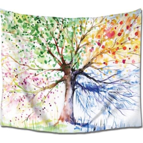Colorful Tree Four Seasons Art Print Wall Tapestry Hangings Polyester Fabric for Home Bedroom Living Room Dorms Decor