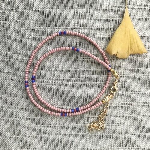 DM Glass Beads Necklaces Women Blue Pink Short Naszyjnik Fashion Porcelain Boho Jewelry Accessories Collier Femme 2020