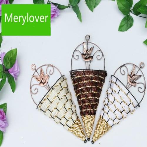 1pc Hanging Natural Plants Wicker Flower Basket Flower Pot Planter Rattan Vase Basket Home Garden Wall Decor Storage Container