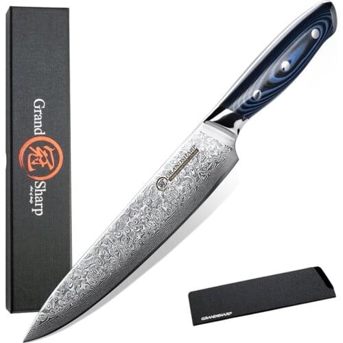 Chef Knife 8 Inch Japanese Damascus Knife 67 Layers VG-10 Japanese Steel Damascus Kitchen Knife Cleaver PRO Gift Box GRANDSHARP