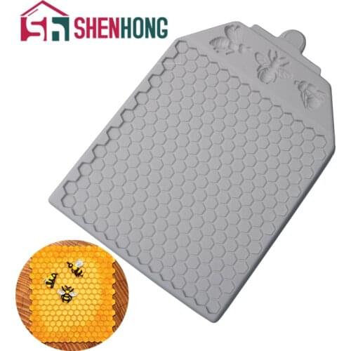 SHENHONG Honeycomb and Bees Textured Silicone Fondant Moulds for Birthday Decorating Chocolate Candies Baking Partys