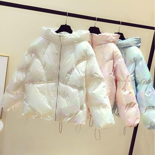 Thicken Parkas Women Glossy Down cotton Female Winter Jacket Warm Loose Short Ladies Coat Hooded Casual Student Zipper Outwear