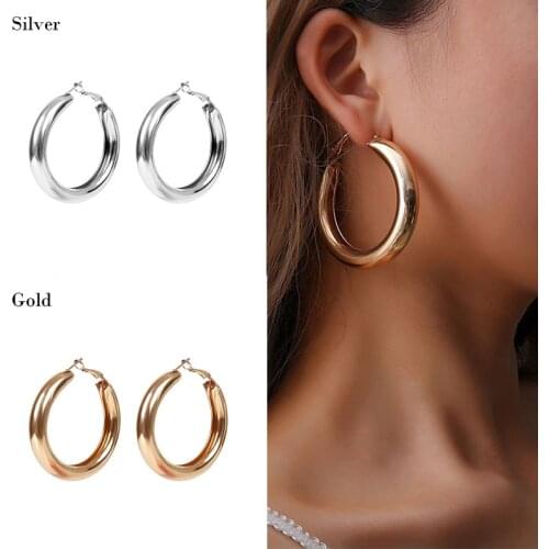 Women Jewelry Hoop Earrings Brincos Trendy Party Exaggerated Gold Silver Color Charm Mini Round Circle Earrings