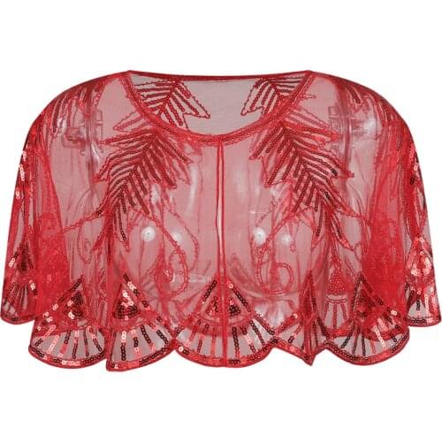 Womens Vintage 1920s Shawl Beaded Sequin Bolero Flapper Evening Cape Flapper Cover Up Great Gatsby Costume Accessory