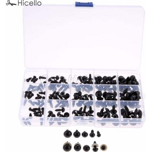 150sets/box Plastic safety eyes 3D Handmade DIY Accessories kid Puppet Doll Teddy Bear Plush Animal Black 6mm 8mm 9mm 10mm 12mm