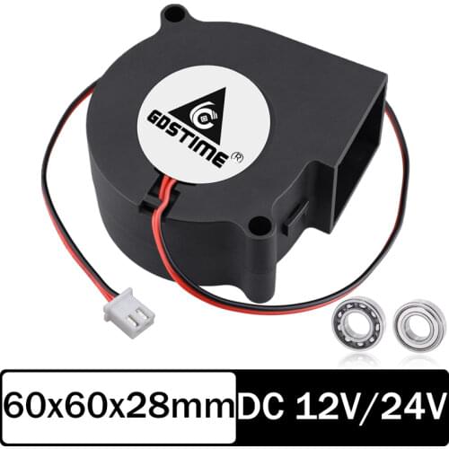 2PCS Gdstime 3inch 6cm 60x28mm Brushless Exhaust Cooling Cooler 60mm Blower Fan DC 12V 24V 2 Wire 2Pin 6028 Centrifugal fan