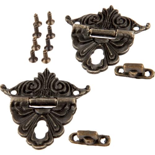 2pcs Vintage Decor Latches Suitcase Buckle Hasp Pack 45*48mm Decorative Latch Jewelry Wooden Box Buckle