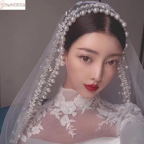 3 Meters Wedding Veil with Pearls Crystals Beaded Wedding Accessories One Layer voile mariage welon