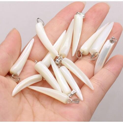 3PCS New Natural Freshwater Shell White Long Conical Shape Pendant Making DIY Fashion Necklace Earrings Jewelry Decoration Gift