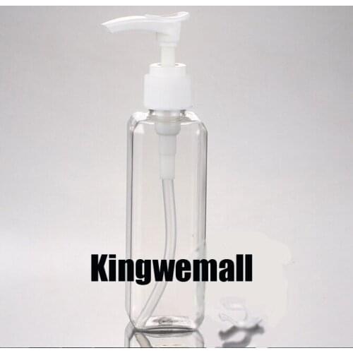 300PCS/LOT 100ml Clear Plastic Lotion Pump Bottle,100cc Pet Bottle With Press Pump, 100ml Sqaure PET Cream Bottle