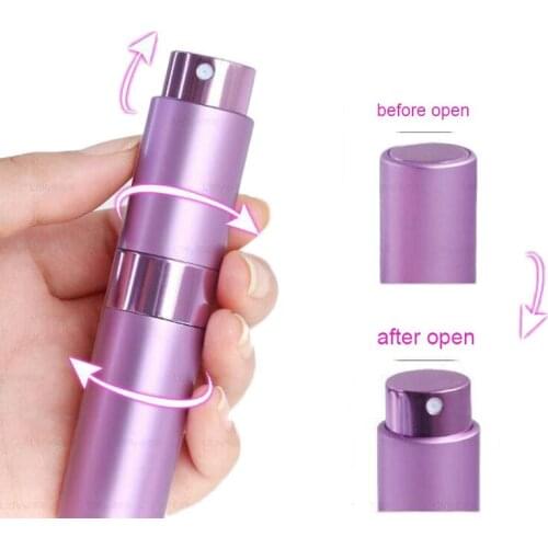 360pcs/lot Hot Sale 8ml Coloful Empty Portable Rotatable Light Atomizer Perfume Glass Bottle Containers with Aluminum Sprayer