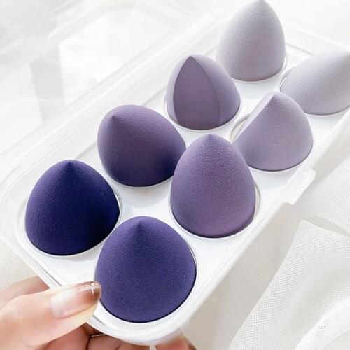 6/8pcs Beauty Makeup Set Egg Do not eat powder beauty sponge Cushion Liquid Foundation Sponge Puff Dry and Wet Storage Box