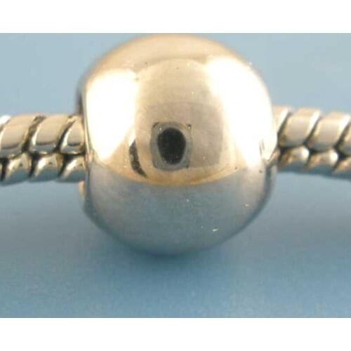 8Seasons Acrylic European Style Large Hole Charm Beads Smooth Ball Silver Color DIY Fashion Jewelry Findings 10mm, 100 PCs