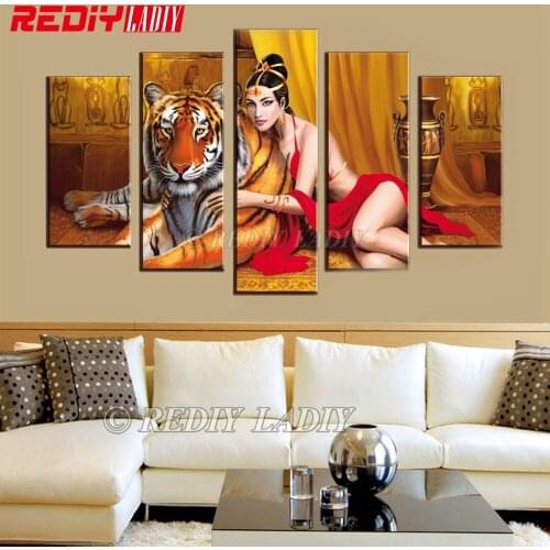 Diamond Painting Triptych Diamond Embroidery Queen Tiger Multi Pictures Rhinestones Cross Stitch Modular Wall Art Wedding Decor