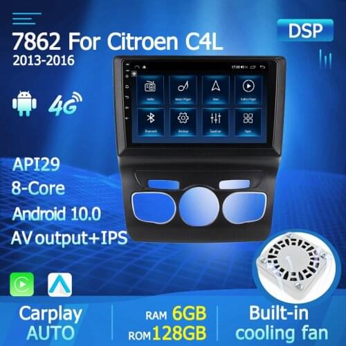 Android 10.0 RAM 6G+128G Dsp Car Gps Dvd Player For Citroen C4 C4L DS4 2013 - 2016 Multimedia Navigation Stereo Head Unit Radio