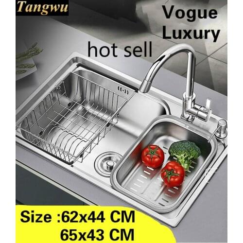 Free shipping Home kitchen single trough sink multifunction wash vegetables 304 stainless steel luxury hot sell 62x44/65x43 CM
