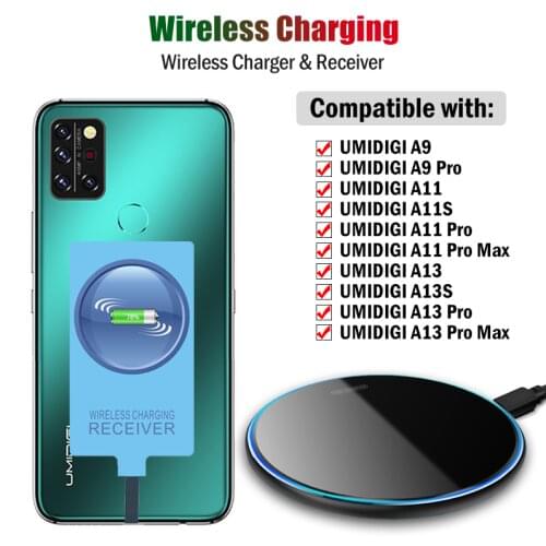 Qi Wireless Charger & Receiver for UMIDIGI A9 S5 Pro A7S A7 Pro F1 F2 Phone Wireless Charging Adapter USB Type-C Connector